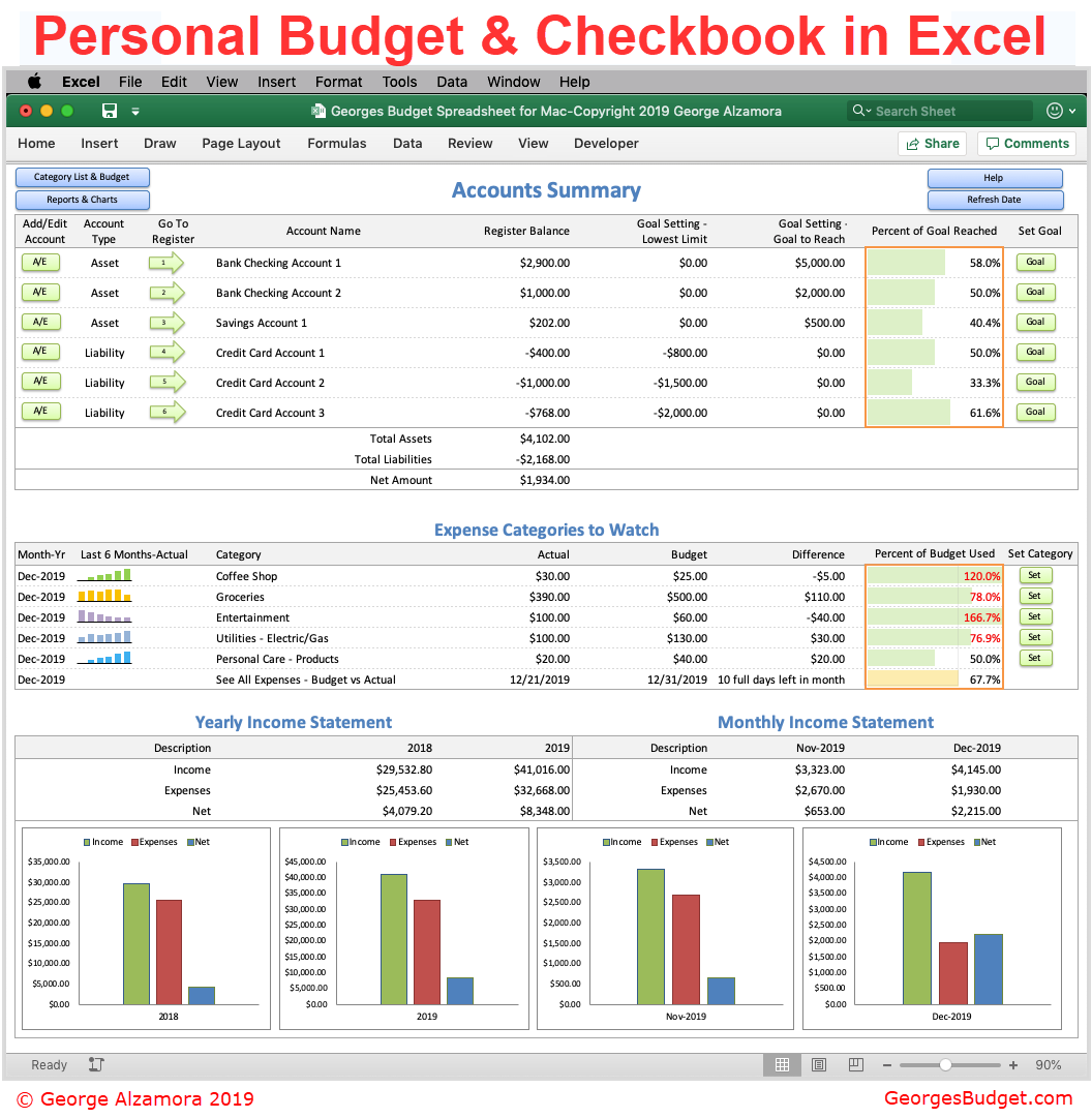 georges budget for excel template