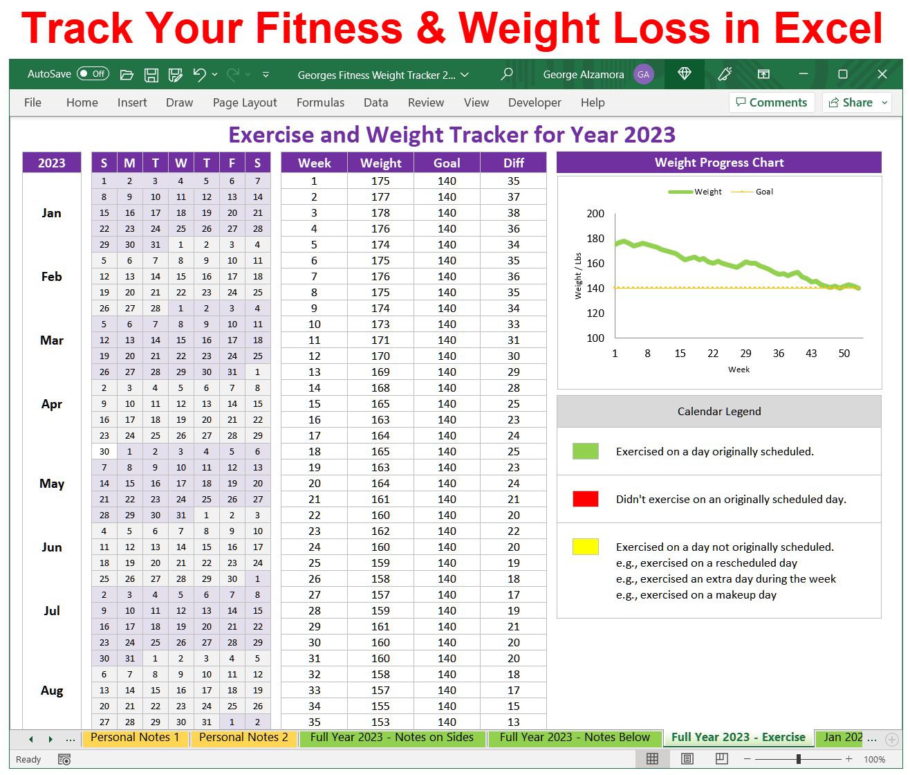 Spreadsheet To Track Weight Loss