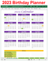 Birthday Calendar Planner Spreadsheet 2023