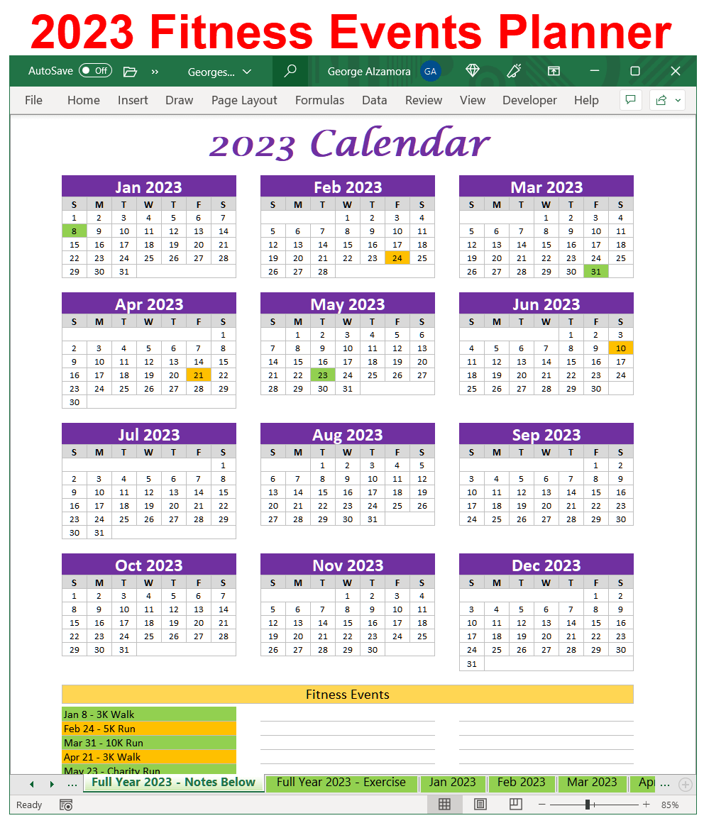 Year 2023 Exercise Planner